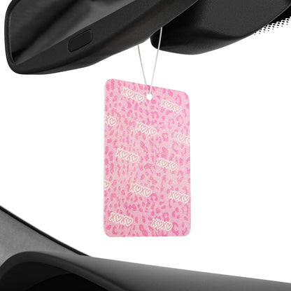 XOXO Pink Cheetah Car Air Freshener —Valentines Day Scented Ornament