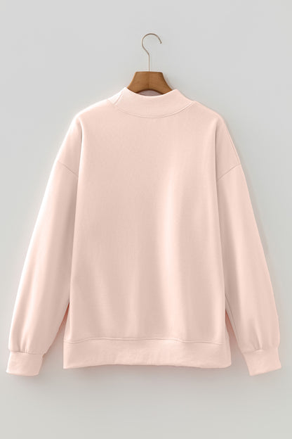 Sea Green Oversize Blessed Embroidered Mock Neck Sweatshirt