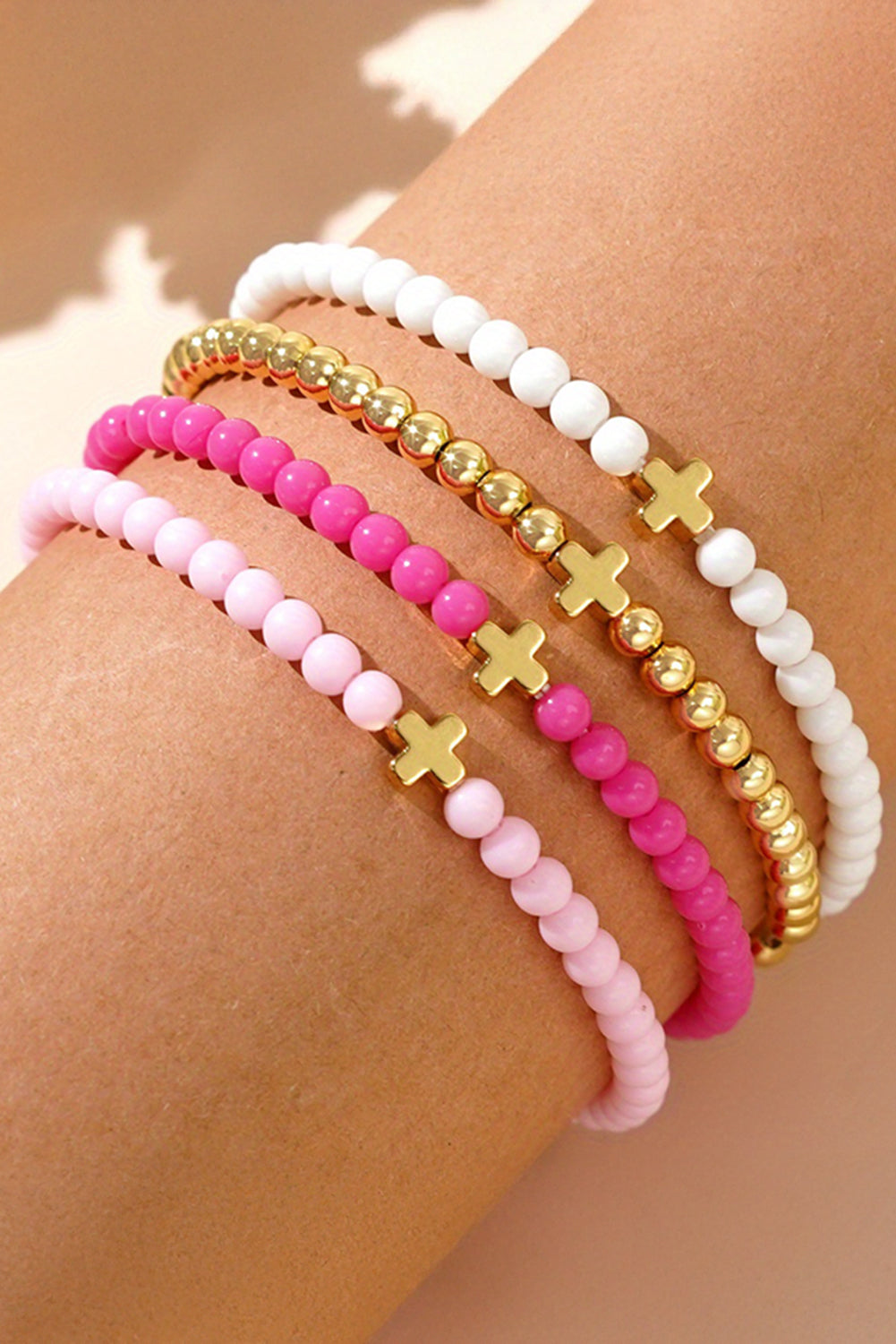 Gold Criss Cross Beaded Bracelet