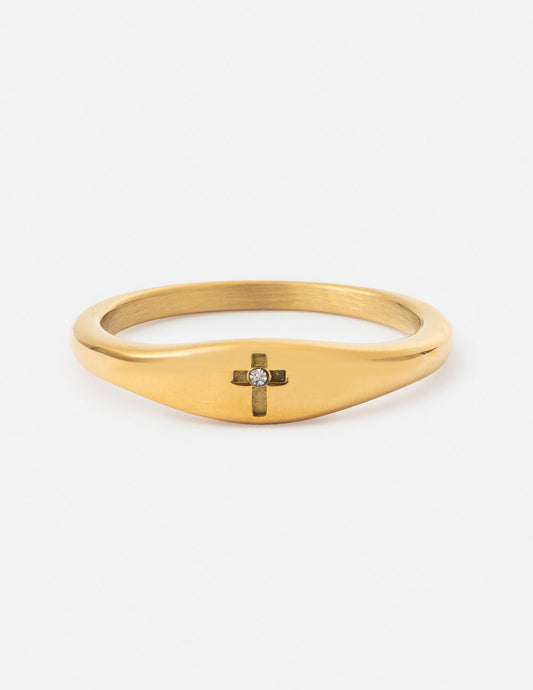 Cross Gemstone Ring