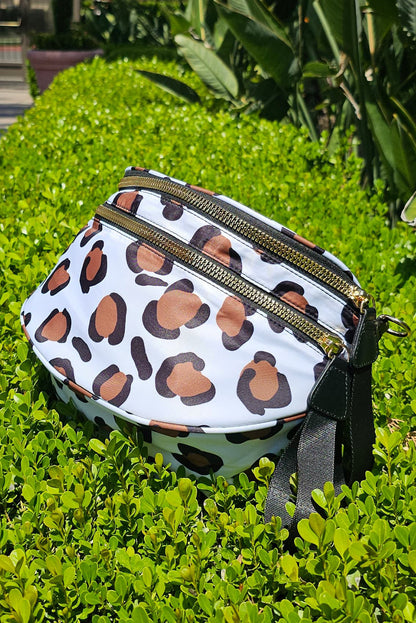 Straw Yellow Cheetah Print Wide Strap Large Crossbody Bag