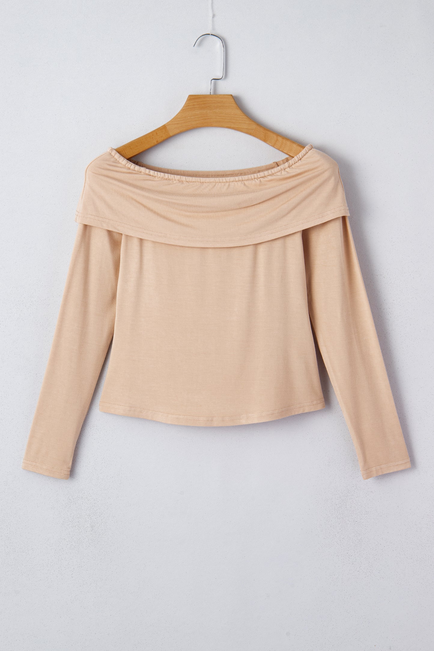 Fiery Red Foldover Off Shoulder Long Sleeve Slim Top