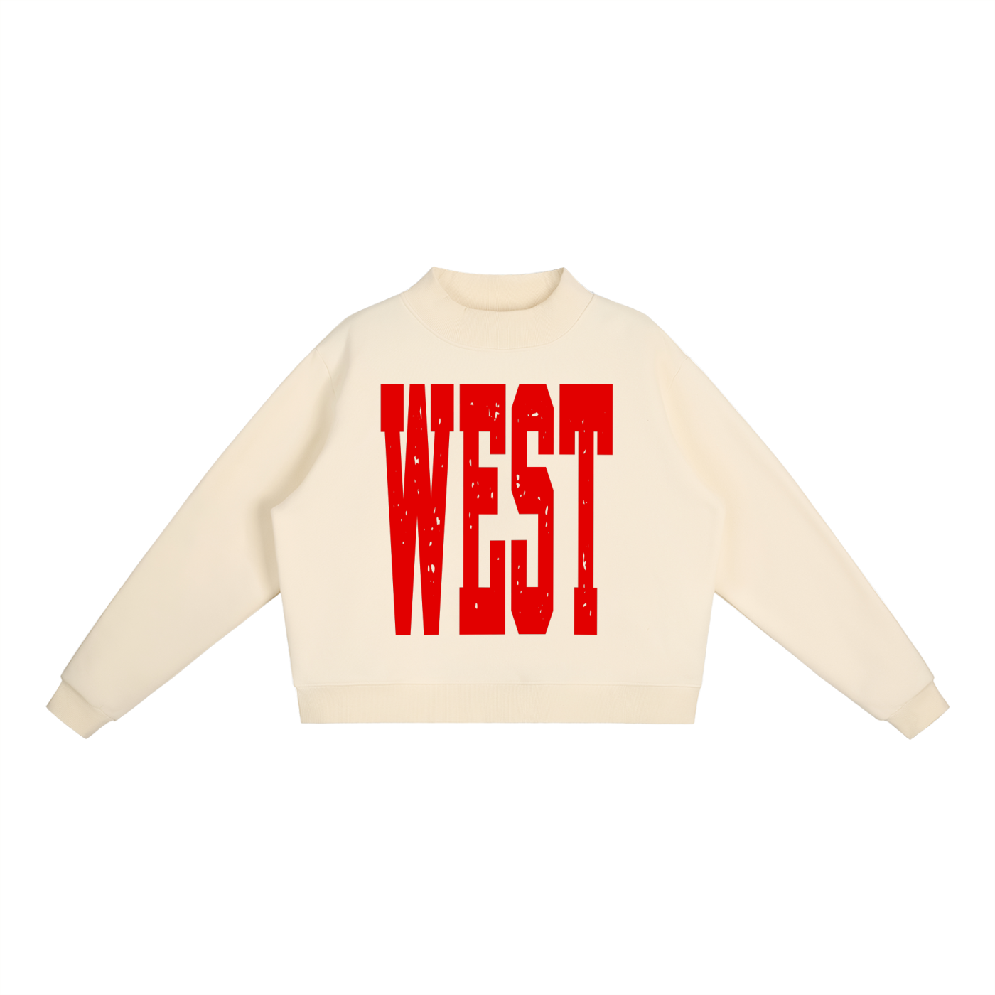 WEST in Red; West Jessamine -- Essential Fleece Mock-Neck Crew Sweatshirt