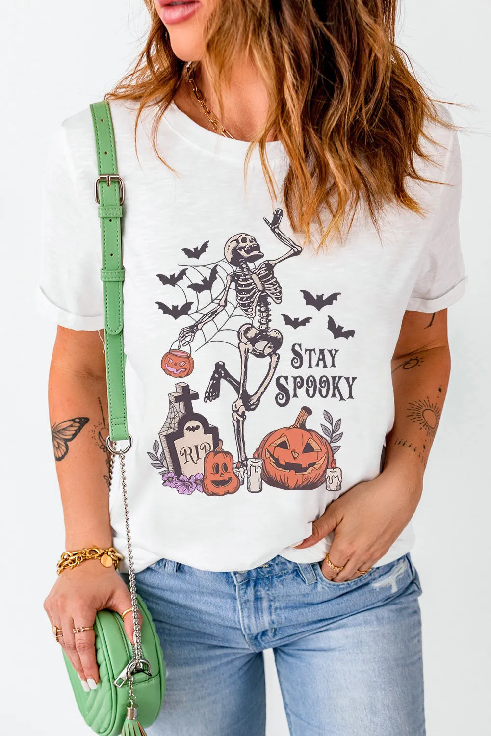 Skeleton Graphic Round Neck Short Sleeve T-Shirt