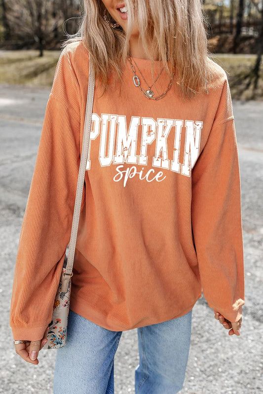 Pumpkin Letter Graphic Long Sleeve Sweatshirt