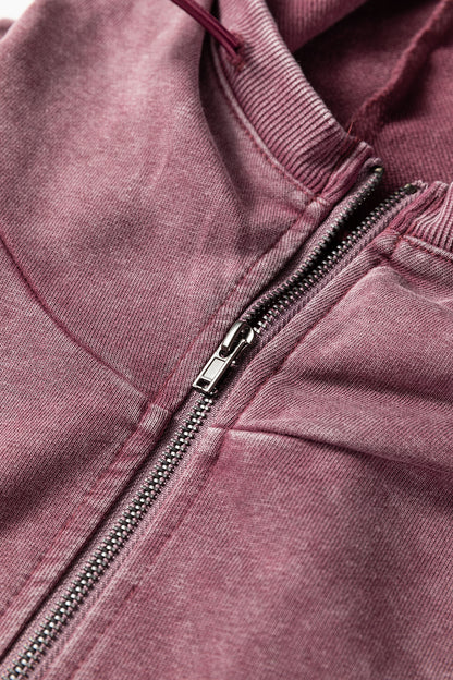 Ashleigh Blue Half Zip Kangaroo Pocket Mineral Wash Baggy Hoodie