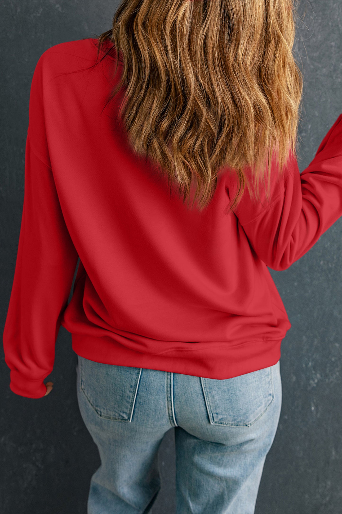 Red HEART Embroidered Patched Graphic Valentine Sweatshirt