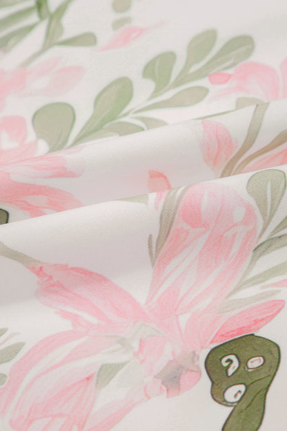 Orange Floral Contrast Edge Layered Short Sleeve Mini Dress