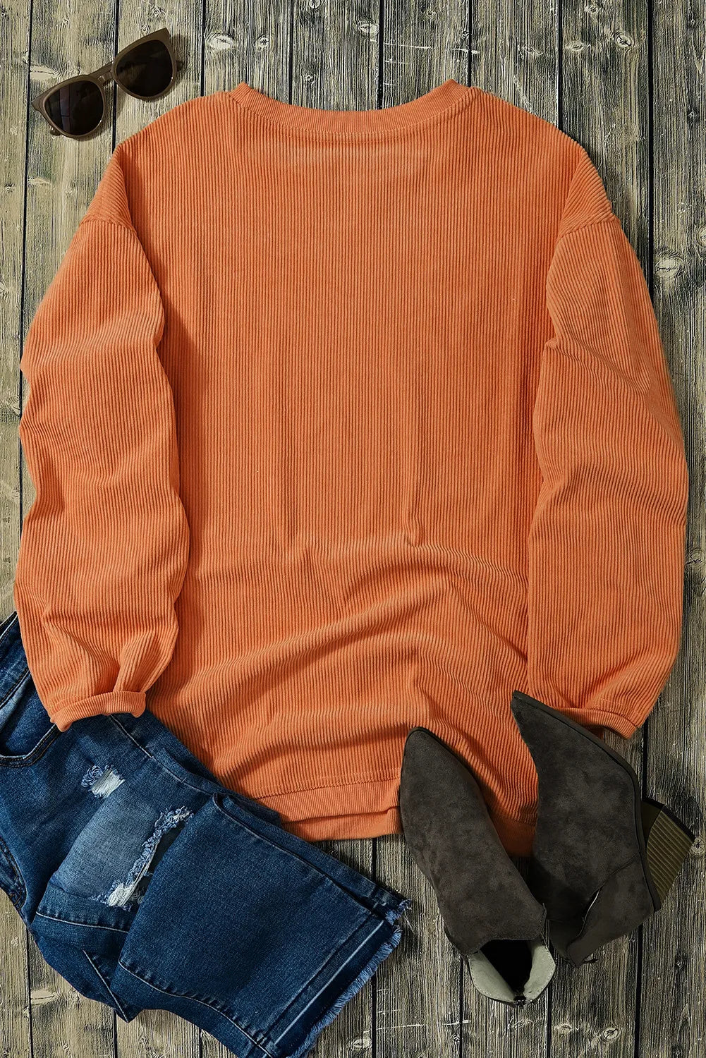 Hey Boo Letter Graphic Round Neck Long Sleeve Sweatshirt