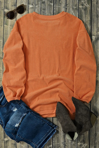 Hey Boo Letter Graphic Round Neck Long Sleeve Sweatshirt