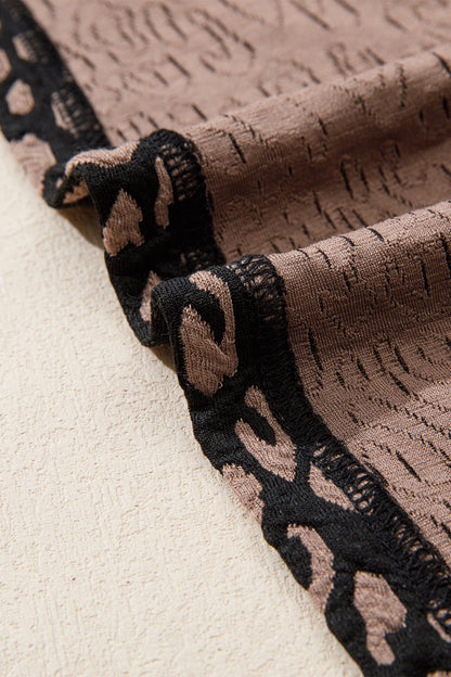 Black Leopard Print Bubble Sleeve Shift Mini Dress