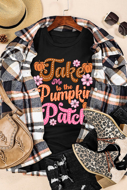 Pumpkin Graphic Round Neck Short Sleeve T-Shirt
