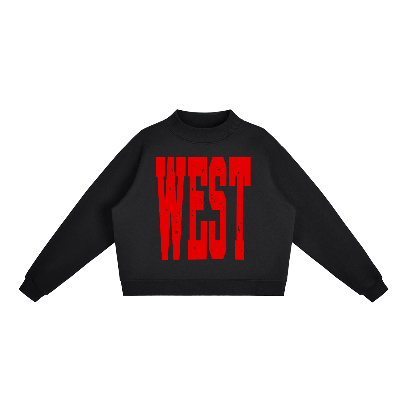 WEST in Red; West Jessamine -- Essential Fleece Mock-Neck Crew Sweatshirt