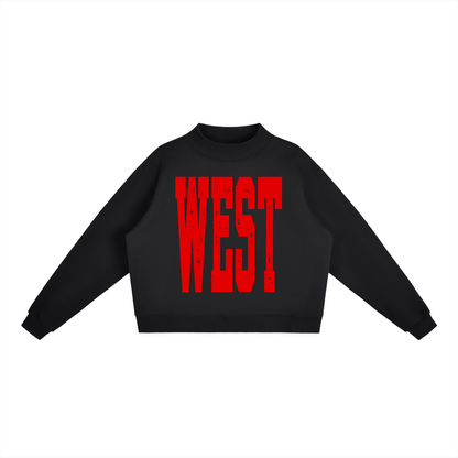 WEST in Red; West Jessamine -- Essential Fleece Mock-Neck Crew Sweatshirt