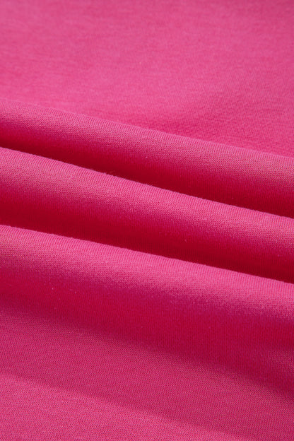 Rose Red Lucky Clover Embroidered Loose Pullover Sweatshirt