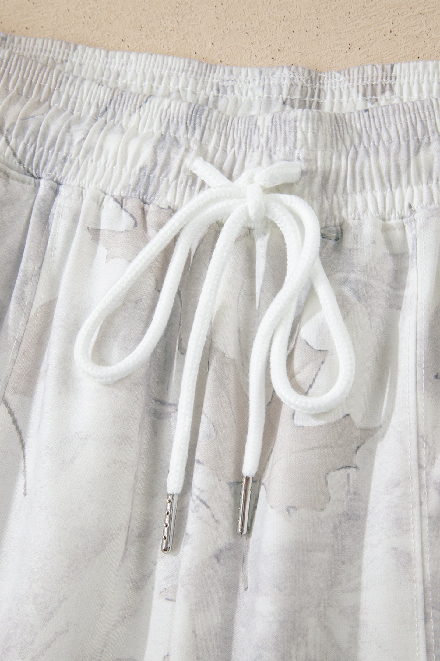 Beige Camo Print Baggy Drawstring Jogger Sweatpants