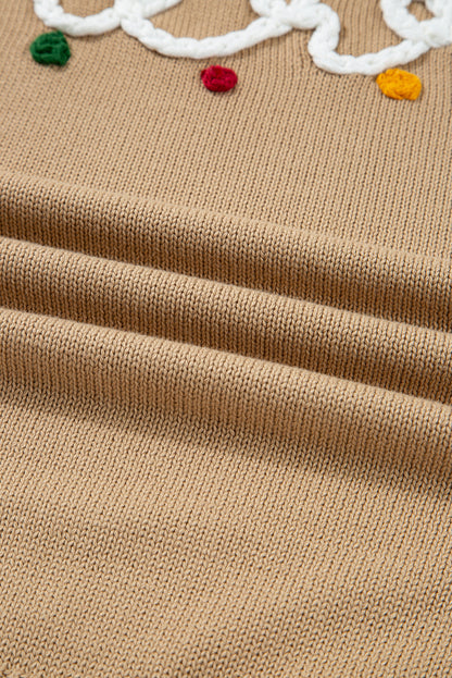 Smoke Gray Merry Colorful Dot Detail Christmas Dolman Sweater