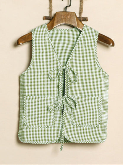 Tied Sleeveless Vest Coat