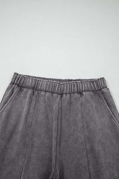 Coffee Mineral Wash Leopard Patchwork Loose Pants