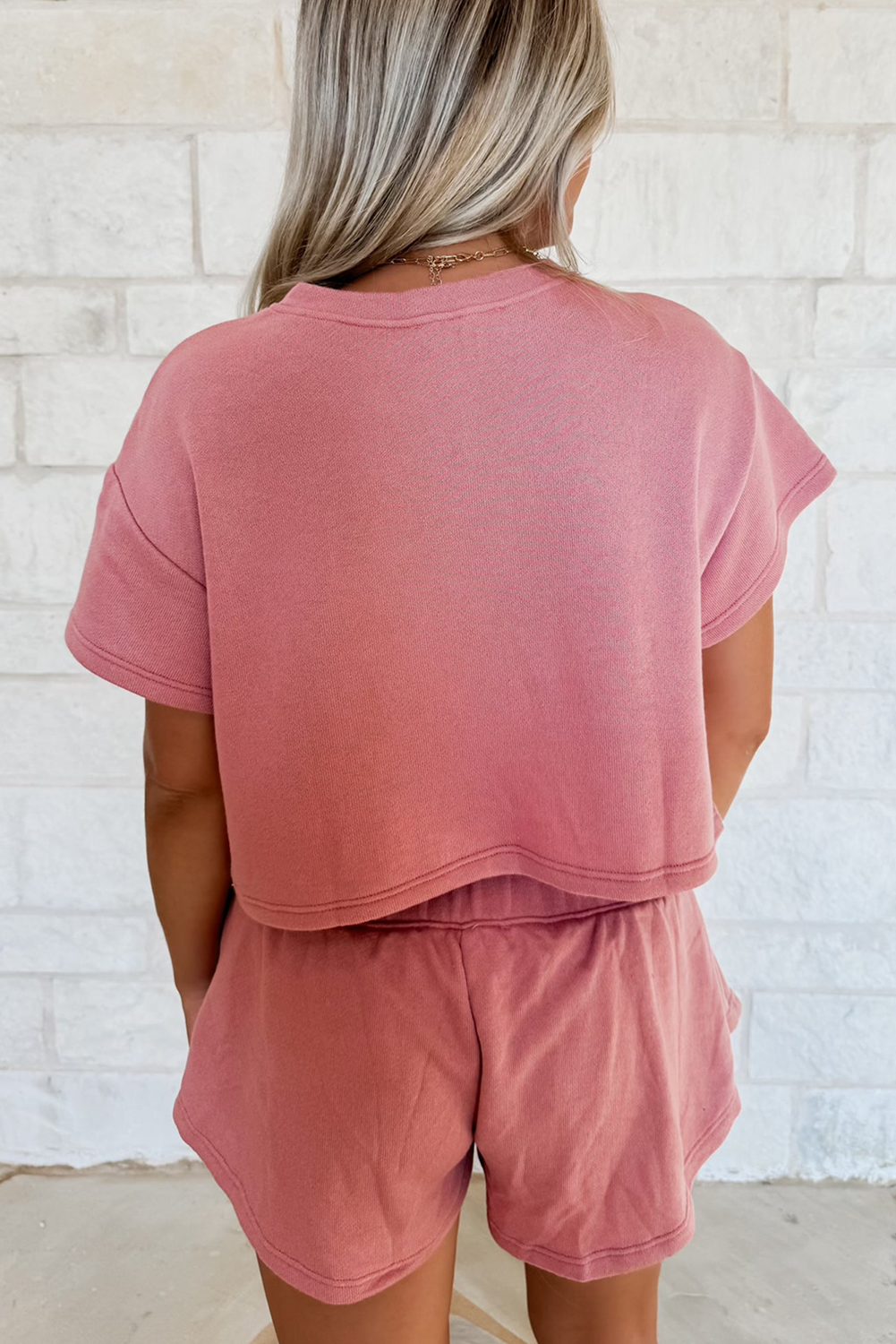 Blossom Horseshoe Sequins Patch Cropped Tee and High Waist Skort Set