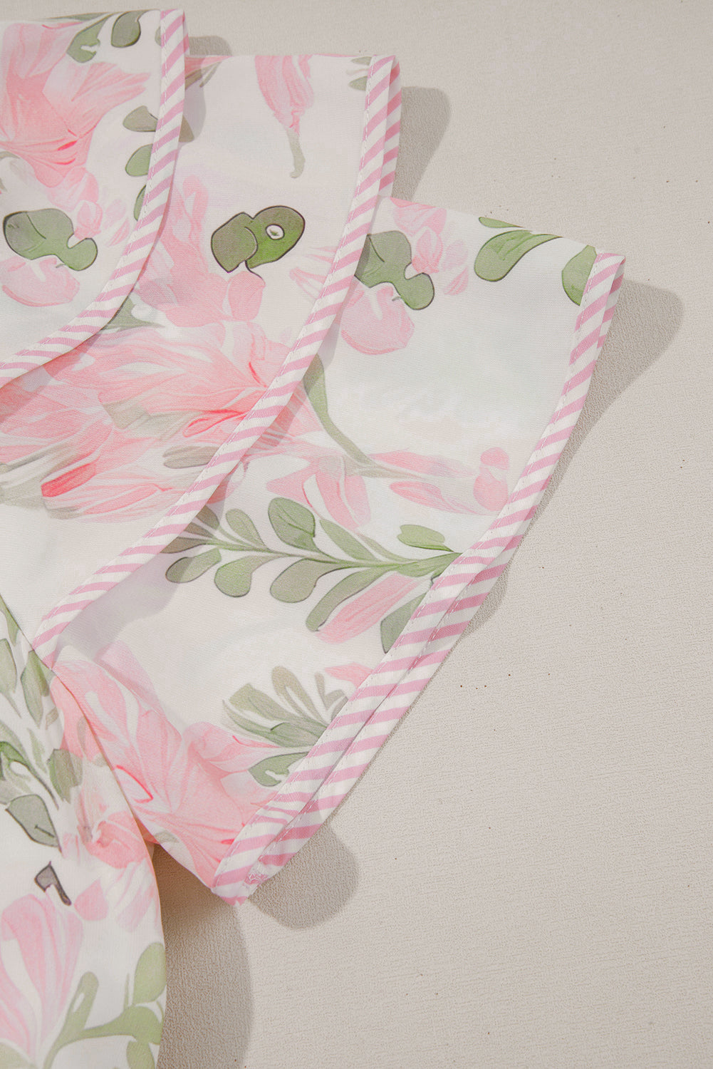 Orange Floral Contrast Edge Layered Short Sleeve Mini Dress