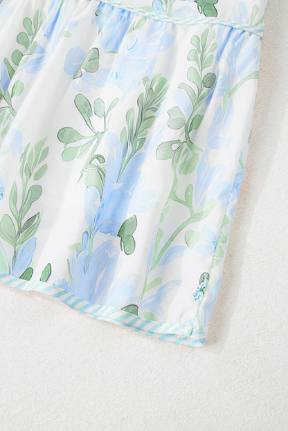 Orange Floral Contrast Edge Layered Short Sleeve Mini Dress