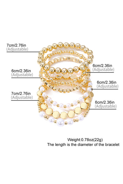 Gold Minimalist Pearl Beaded Bracelet Set