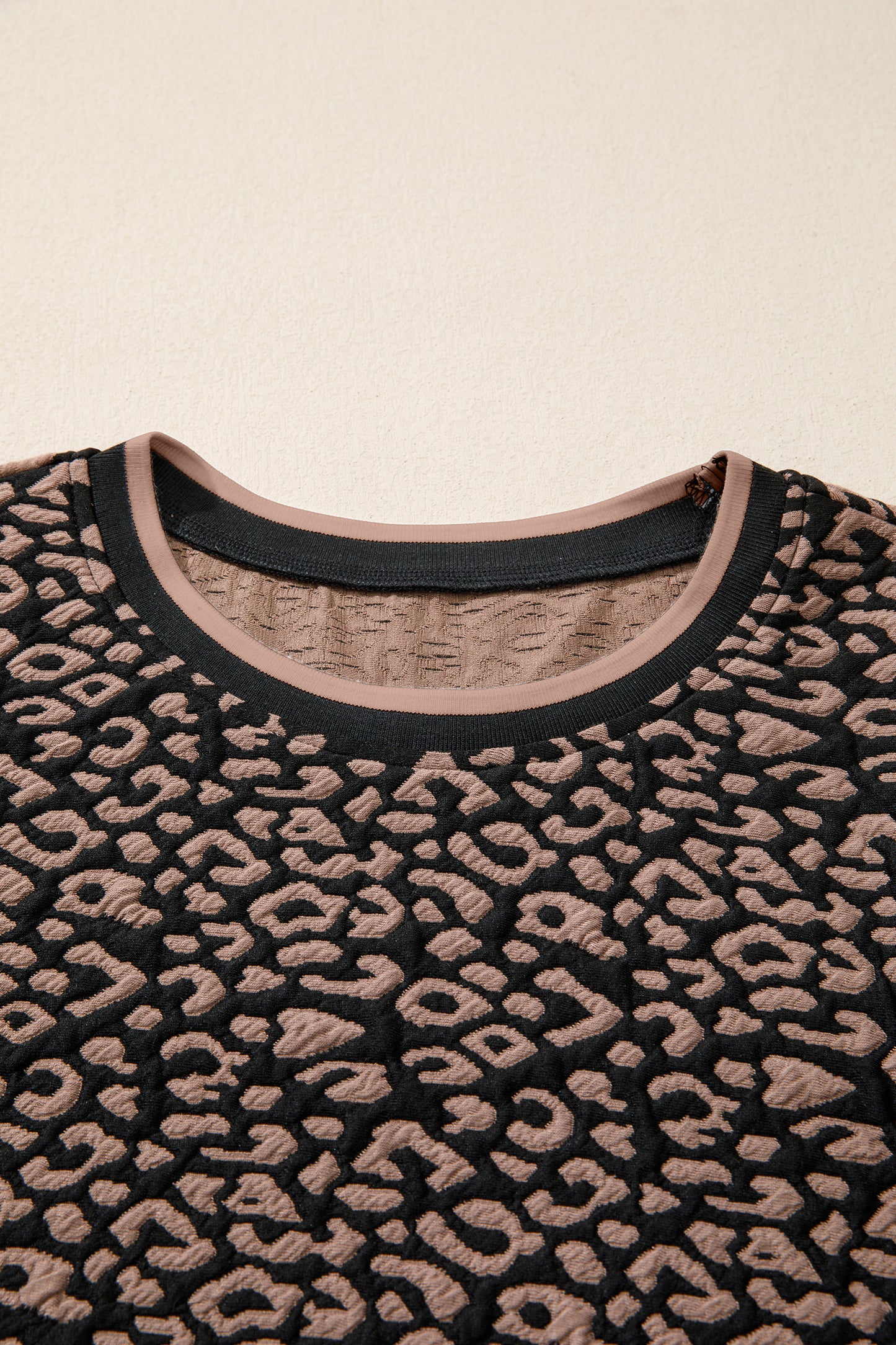 Black Leopard Print Bubble Sleeve Shift Mini Dress