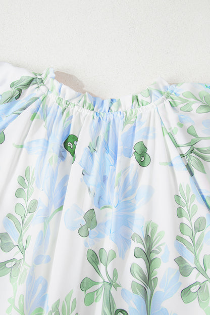 Orange Floral Contrast Edge Layered Short Sleeve Mini Dress