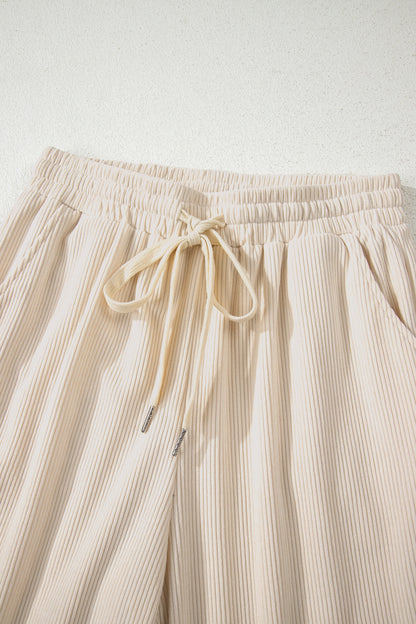 Jet Stream Drawstring Elastic Waist Casual Corduroy Pants