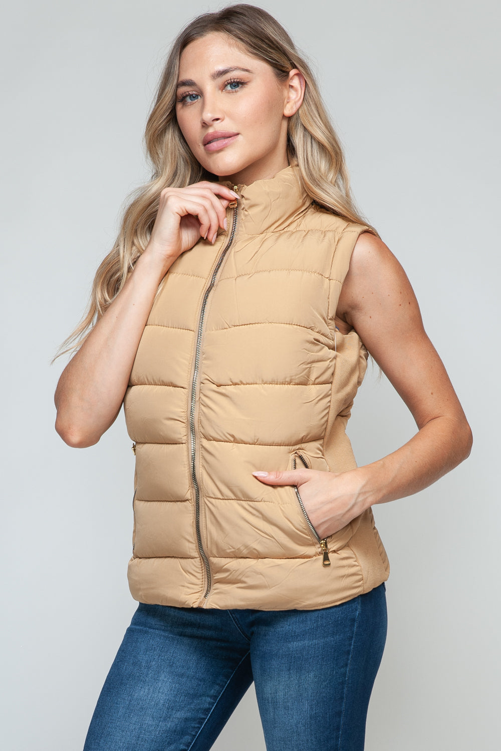 Snobbish Zip Up Turtleneck Vest with Pockets