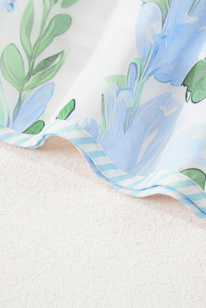 Orange Floral Contrast Edge Layered Short Sleeve Mini Dress