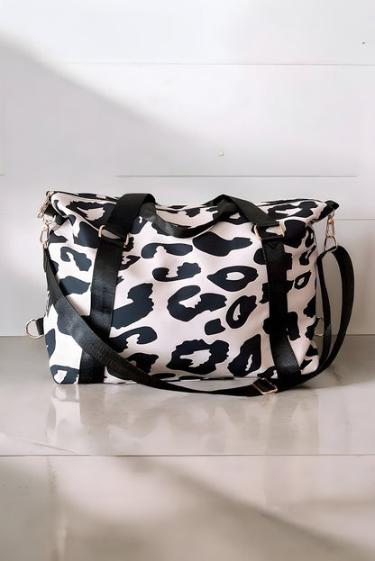 Black Leopard Print Luggage Tote Bag