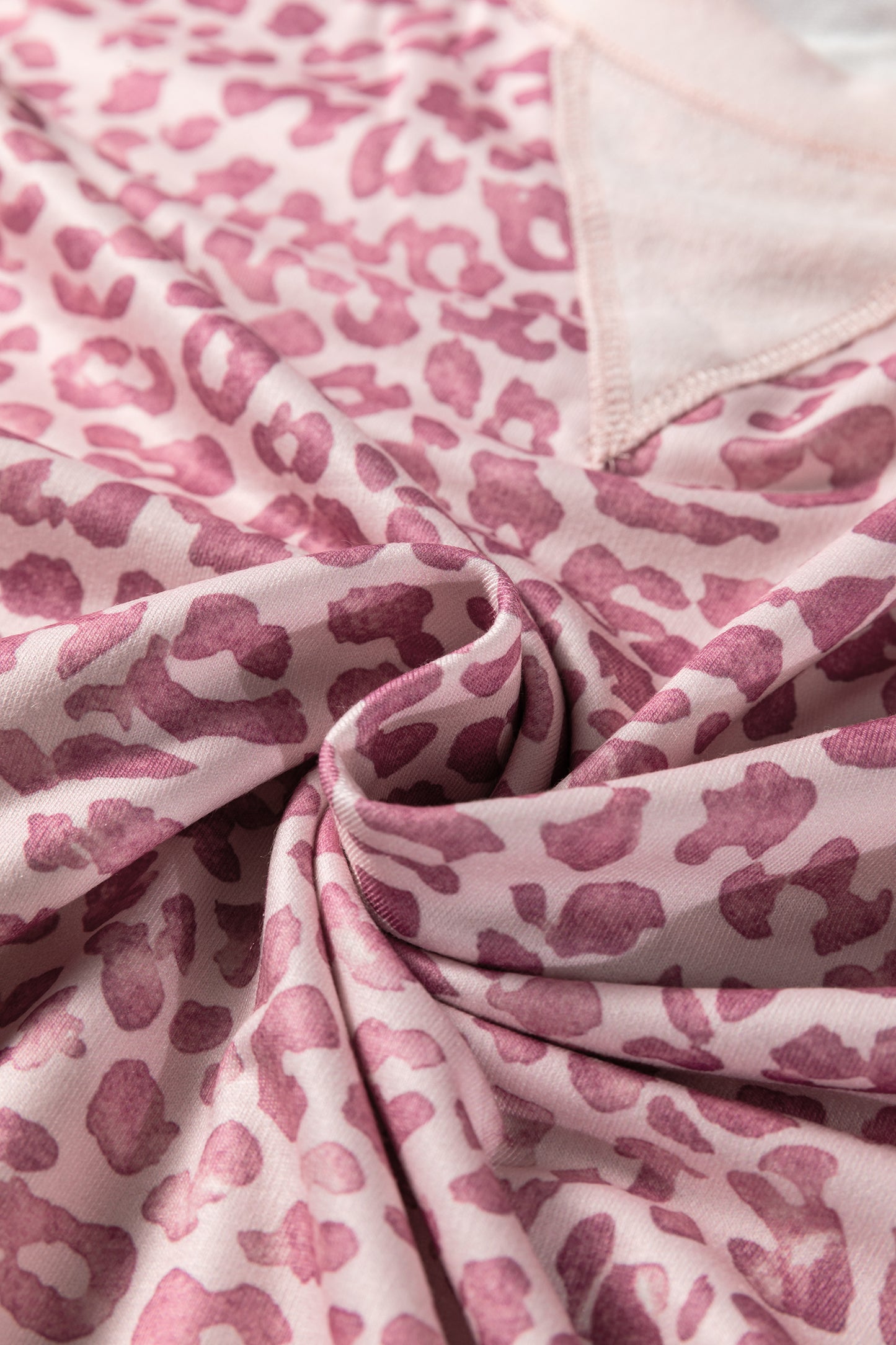 Khaki Leopard Print Patchwork Crew Neck Sweatshirt