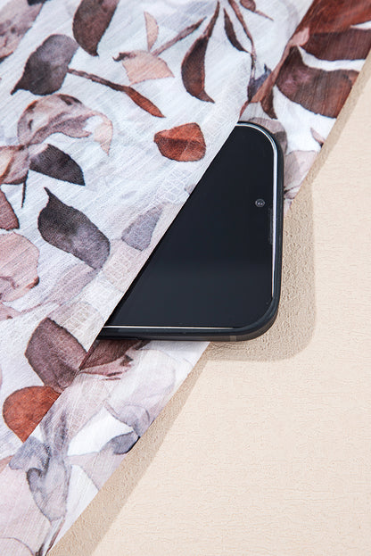 White Floral Print Sweetheart Neck Long Sleeve High Waist Mini Dress